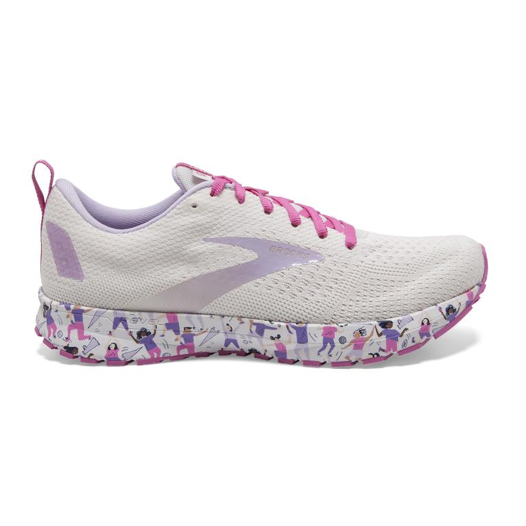 Brooks Revel 4 Road Running Shoes - Women's - White/Lilac/Pink (96258-WJDN)